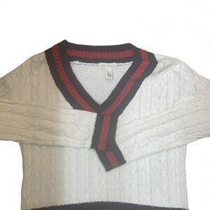 TILT White Sweater with Red and Black Trim